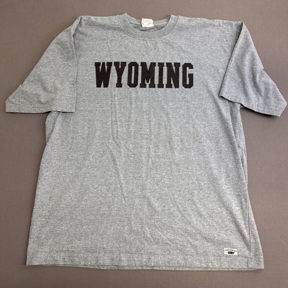 Oarsman 913 Wyoming Graphic T-Shirt Mens XL Gray Cotton Short Sleeve Tee